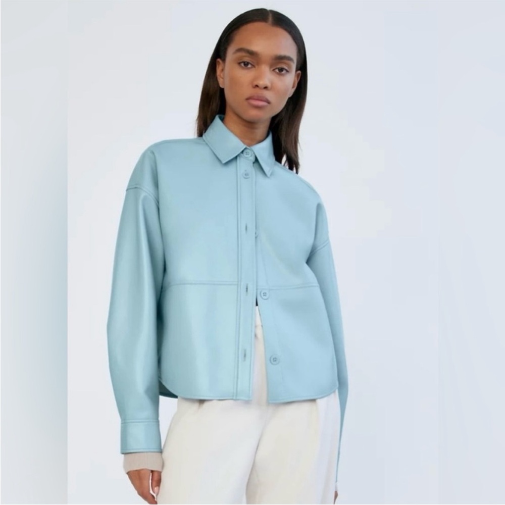 Babaton Sky Blue Leather Jacket - image 1